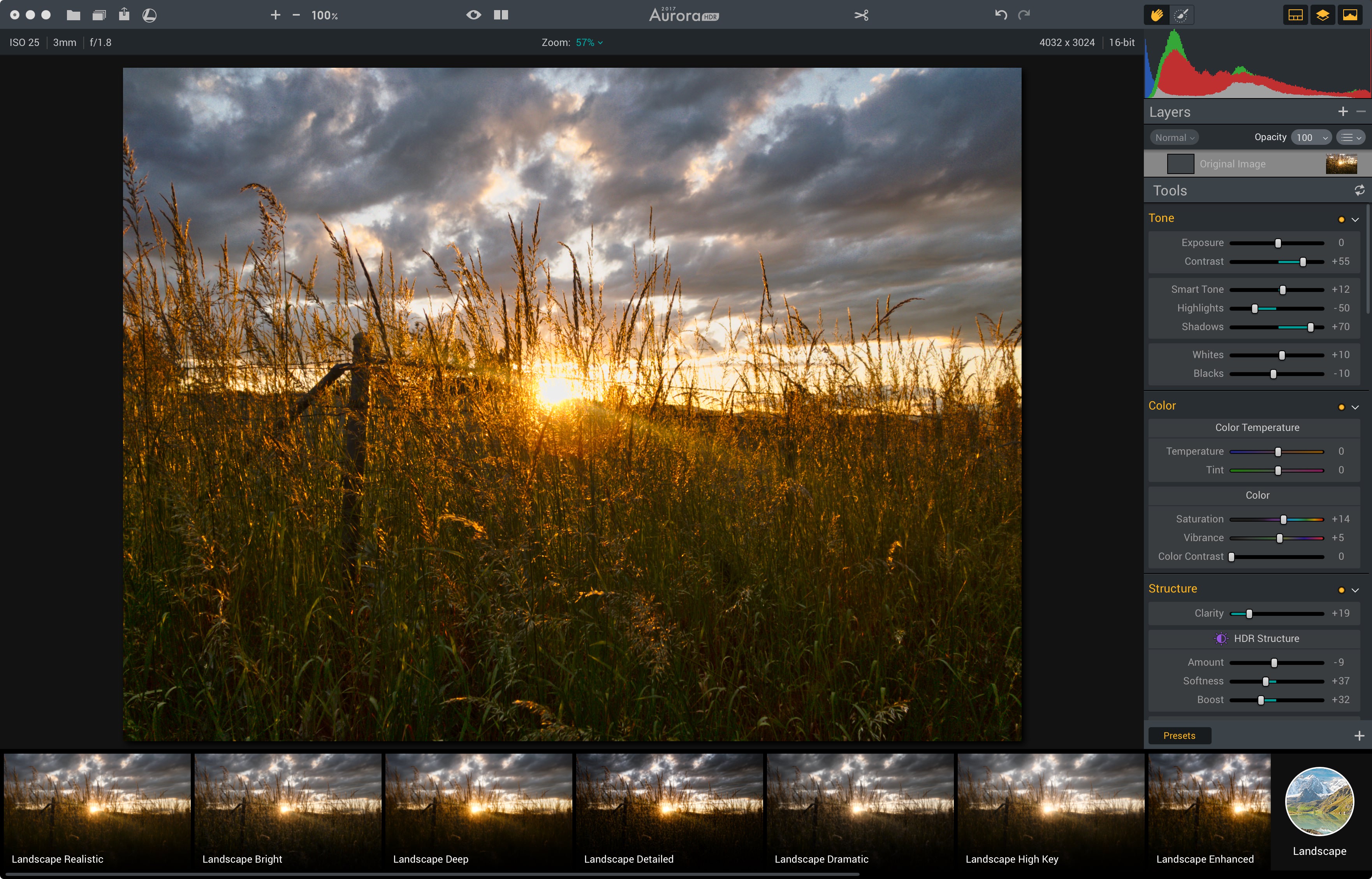 The DNG from Lightroom Mobile now being (re)treated in Aurora HDR 2017