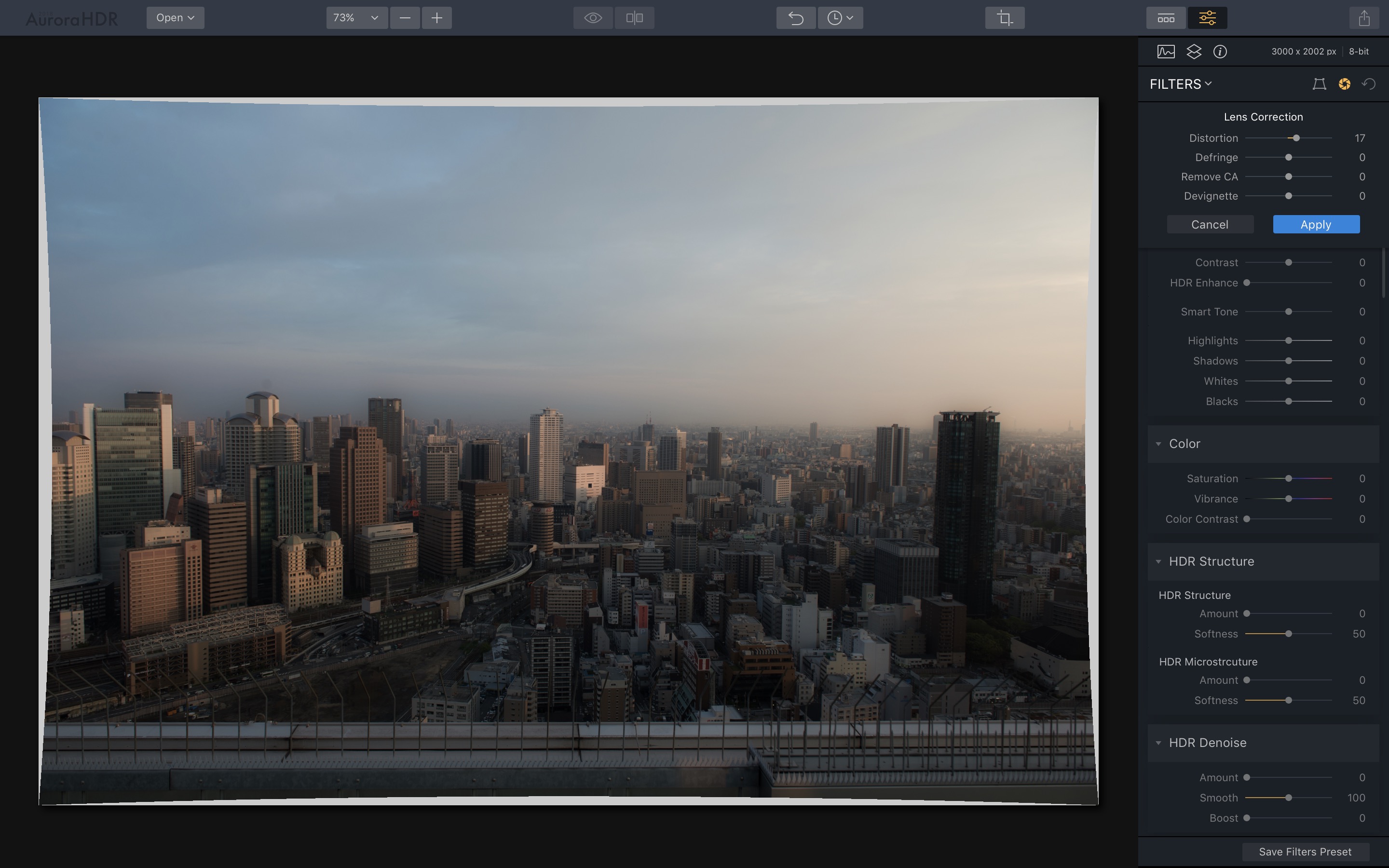 Macphun Aurora HDR 2018 — Lens Correction on macOS