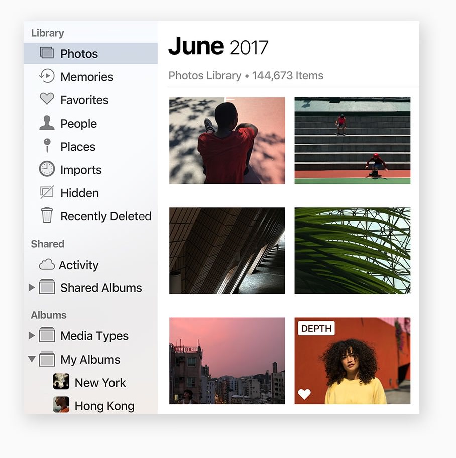 Quickly find what you’re looking for with the always‑on sidebar. An expanded Import view shows all of your past imports in chronological order, so you can go right to last month’s vacation photos. And the albums you make are always where you can see them.
