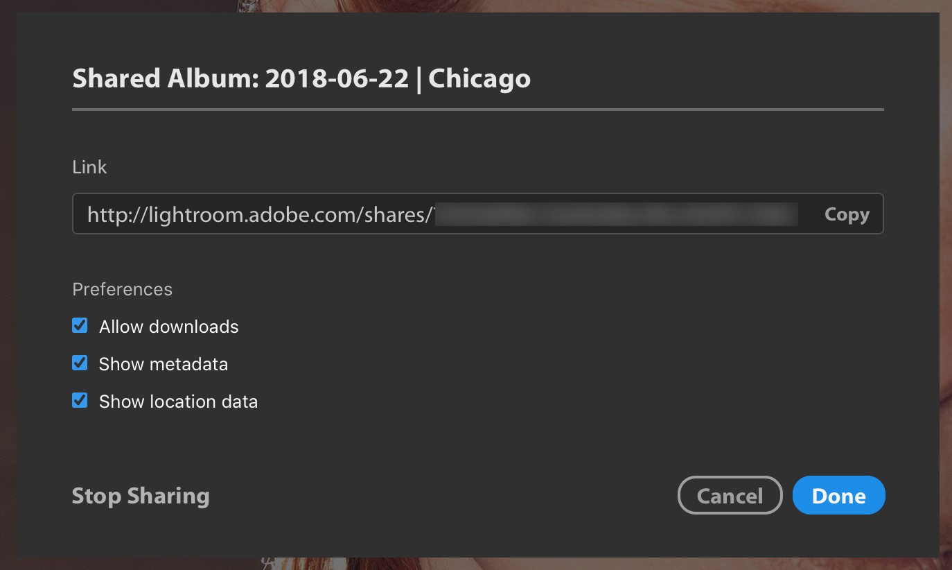 Adobe Lightroom CC June 2018 Update Shared Album features