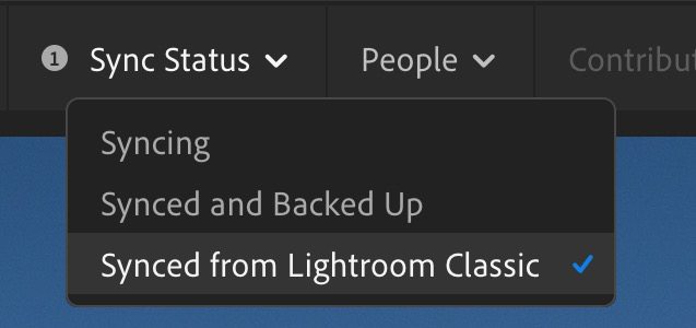 Lightroom CC menu Sync Status > Synced from Lightroom Classic