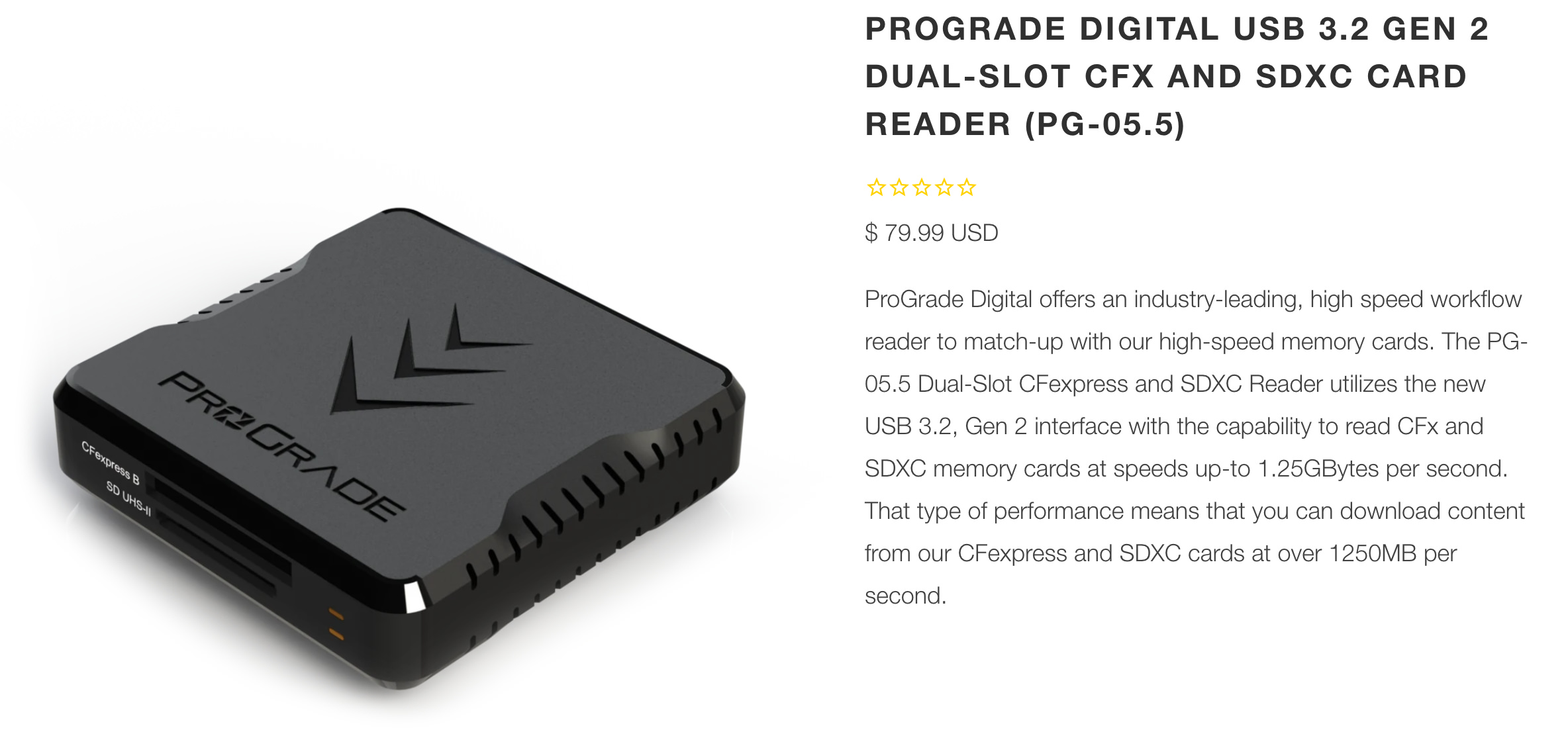 ProGrade Digital USB 3.2 Gen 2 Dual-slot CFx and SDXC Card Reader (PG-05.5)